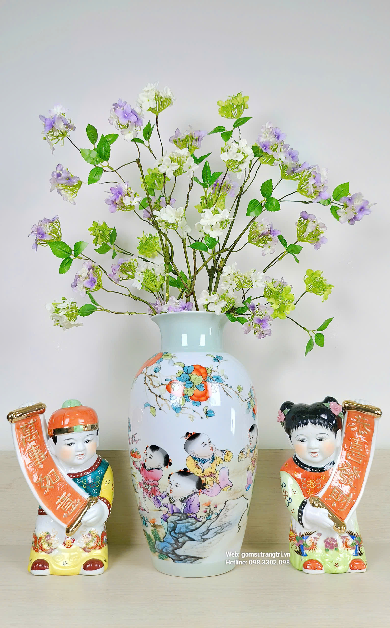 Cặp Bình Sứ Hoạ Tiết - Sự Sự Như Ý - sản phẩm gốm sứ cao cấp của gốm sứ trang trí